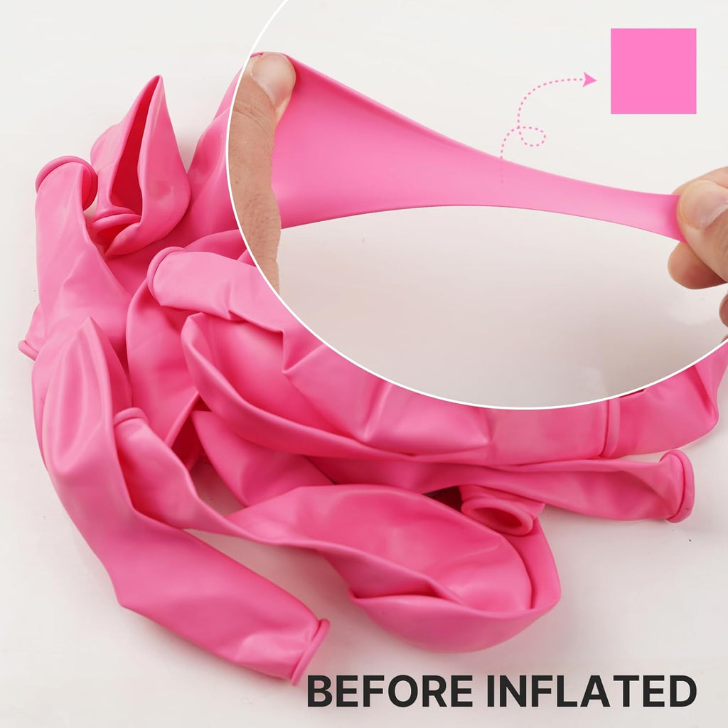 PartyWoo Pink Balloons - 101pcs 12 Inch Matte Pink Balloon Arch Kit for Baby Shower & Birthday Celebrations