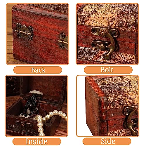 Small Wooden Jewelry Box, Antique Style Wood Storage Chest for Trinkets