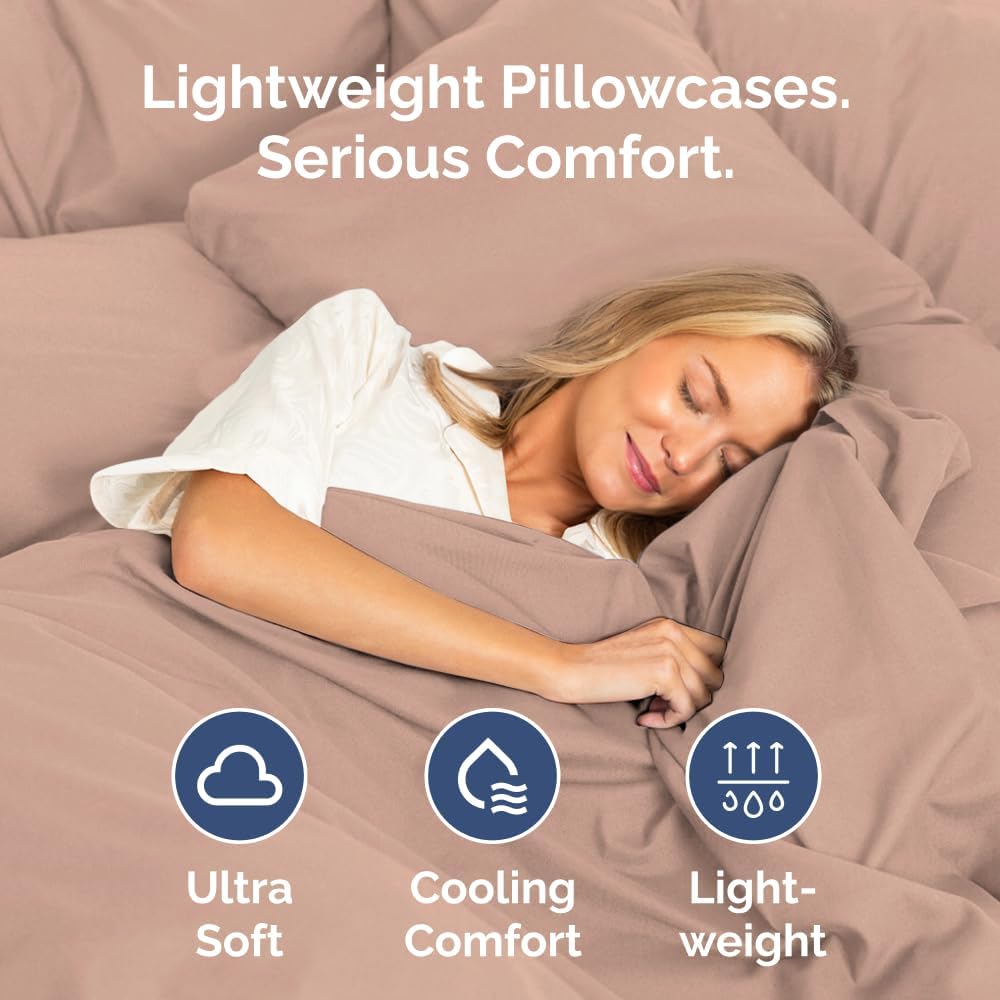 Skiennix Standard Pillow Cases Set of 4 | Ultra Soft Hotel Quality Covers - Machine Washable Mauve