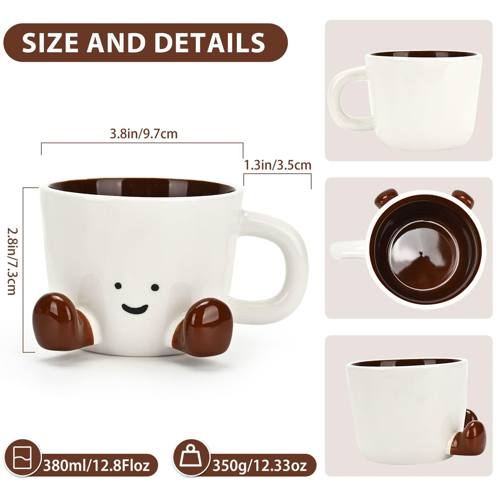 EWCEFIC Coffee Mugs,Cute funny Mug For Women, 12.8oz/380ml Unique Ceramic Coffee Tea Cups, Office Mug Gift (chocolate)