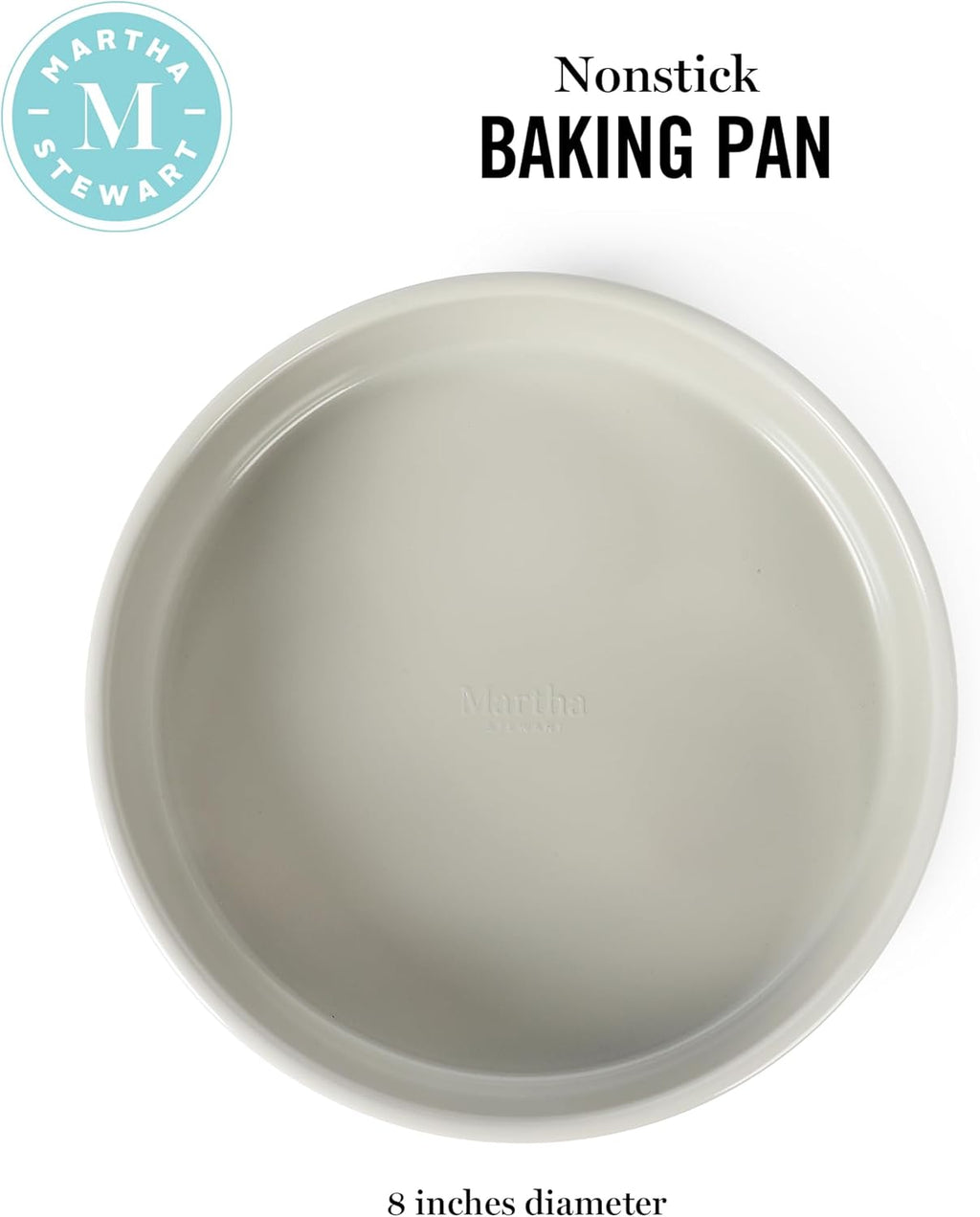 Martha Stewart Gallen 8-Inch Round Nonstick Cake Pan - Durable Carbon Steel for Even Baking & Easy Release