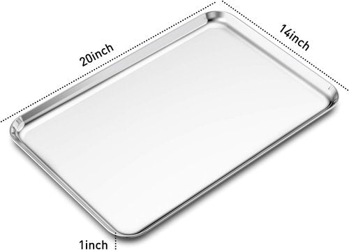 Bastwe Baking Sheets Set of 2 - 20-Inch Stainless Steel Bakeware | Healthy, Nontoxic, Rustproof & Dishwasher Safe