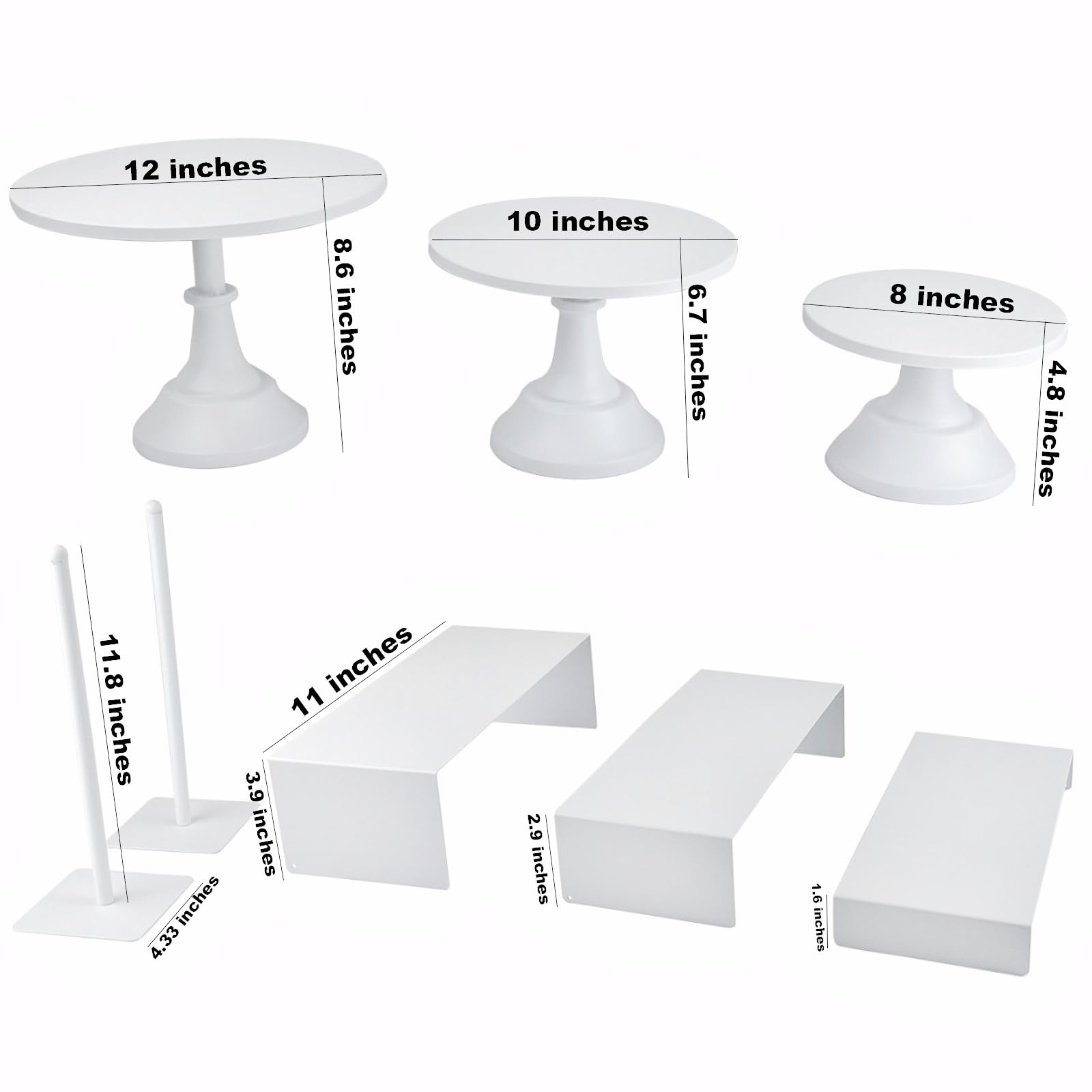 FESTLOVE Set of 8 White Cake Stands Donut Holder Metal Dessert Display Risers Cupcake Stand Serving Platter for Weddings Birthday Baby Showers Anniversary Party