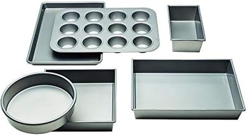 Chicago Metallic Bakeware Set - Non-Stick 6-Piece Collection in Silver for Perfect Baking Results