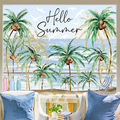 Extra Large Hello Summer Window Clings - Double Sided Decor