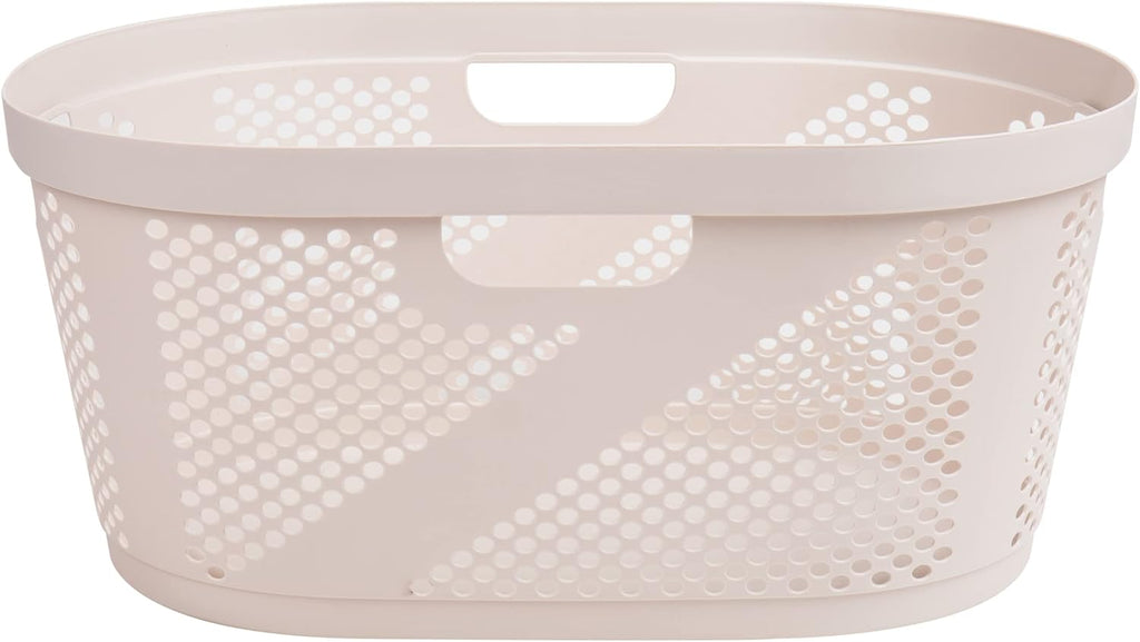 Mind Reader 40L Laundry Basket - Premium Wicker Design Clothes Hamper in Ivory Color