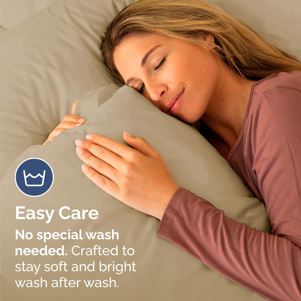 Skiennix Standard Pillow Cases Set of 4 - Ultra Soft Hotel Quality Covers - Machine Washable Beige