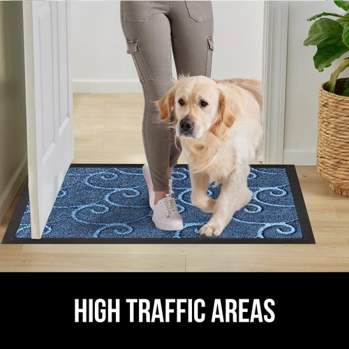 GORILLA GRIP Waterproof All-Season WeatherMAX Doormat - 72x24, Stain & Fade Resistant, Ocean Blue Waves