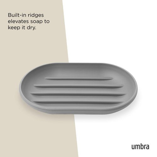 Umbra Touch Soap Dish for Bathroom - Modern Oval Shape for Sink - Durable and Easy to Clean, Grey