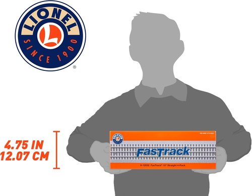 Lionel FasTrack 10” Straight Track - Electric O Gauge | Pack of 4 for Model Train Enthusiasts