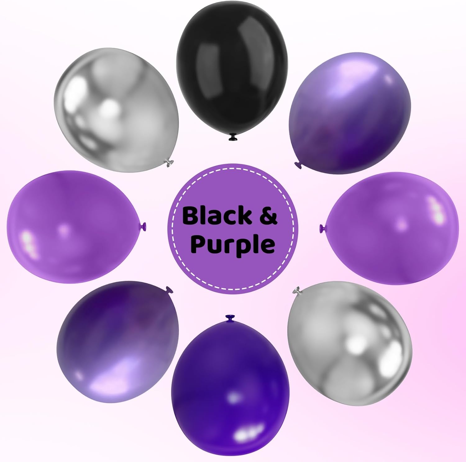 Skiennix 12-Inch Purple and Black Latex Balloons - 67pcs for Birthday, Graduation, and Party Decor