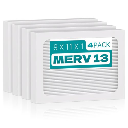4-Pack 9 x 11 x 1 MERV 13 Replacement Dehumidifier Filter Compatible with Santa Fe Compact70, Ultra70, Element, Compact2, UA 65H dehumidifier Models