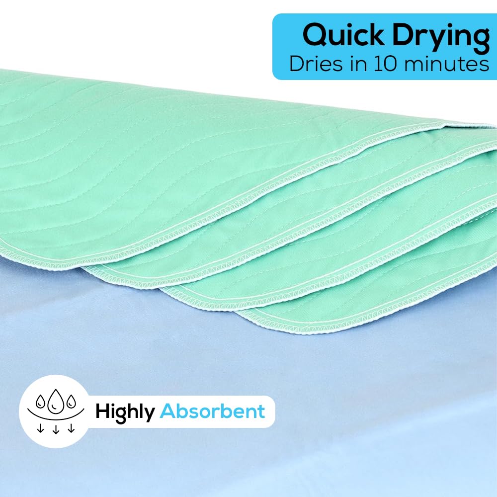 Simpli-Magic Washable Underpads - Heavy Absorbency Reusable Bedwetting Pads | 34"x36" (Pack of 6)