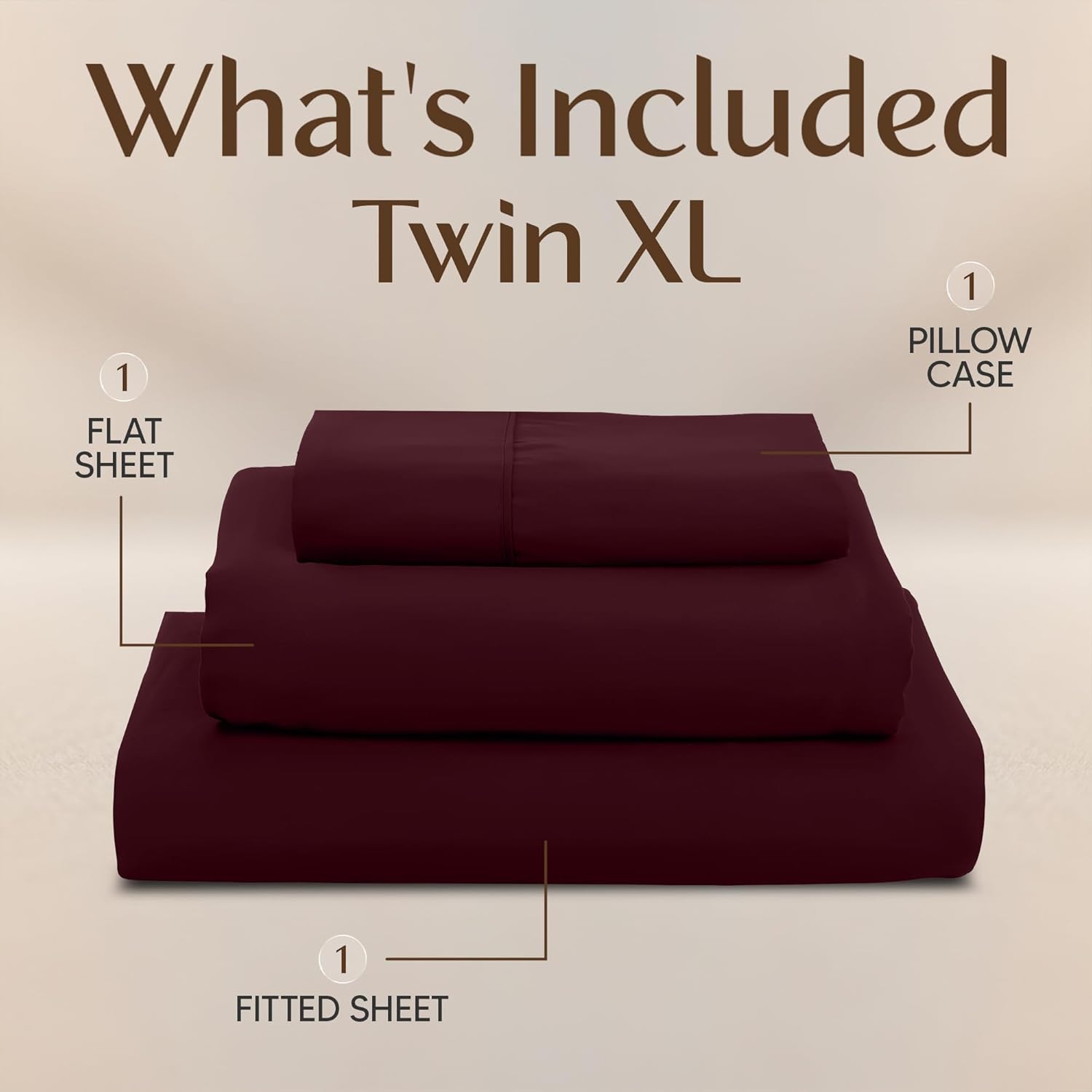Utopia Bedding Twin XL Sheet Set - Soft Microfiber 3-Piece Bed Sheets in Burgundy | Oeko-Tex Certified
