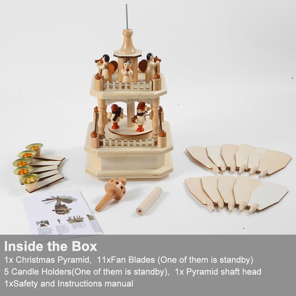 Regine Switzerland 14-Inch Wooden Christmas Pyramid - Nativity Scene with 4 Candle Holders