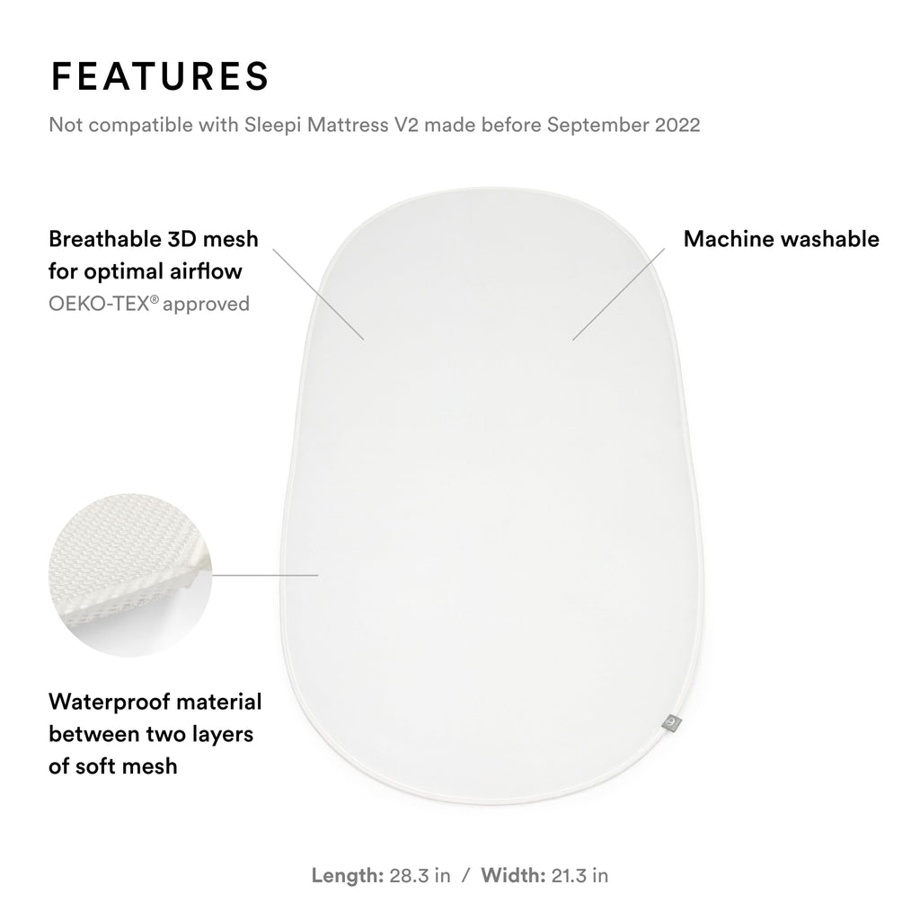 Stokke Sleepi Protection Sheet V3, White - Compatible with Sleepi Bed Mattress V3 - Protects Against Accidents & Spills - Machine Washable
