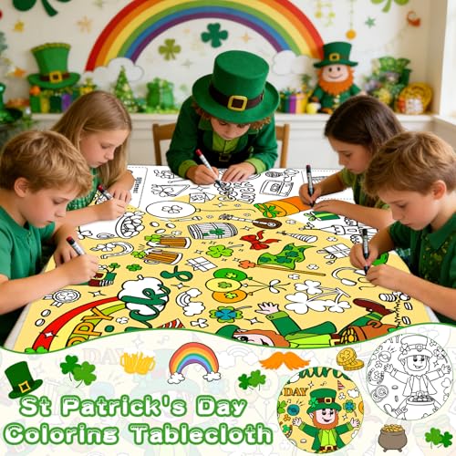 St. Patrick's Day Coloring Tablecloth for Kids - 72" x 30"