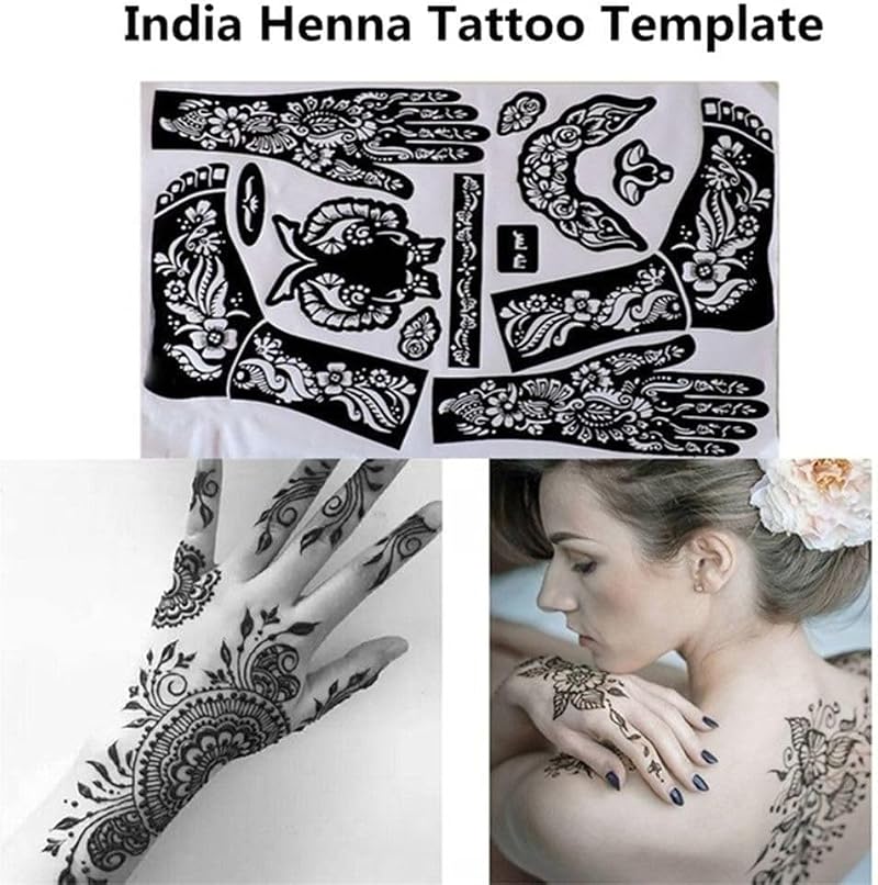 Mozff Henna Stencils Reusable Flower Body Art Templates for Temporary Tattoos