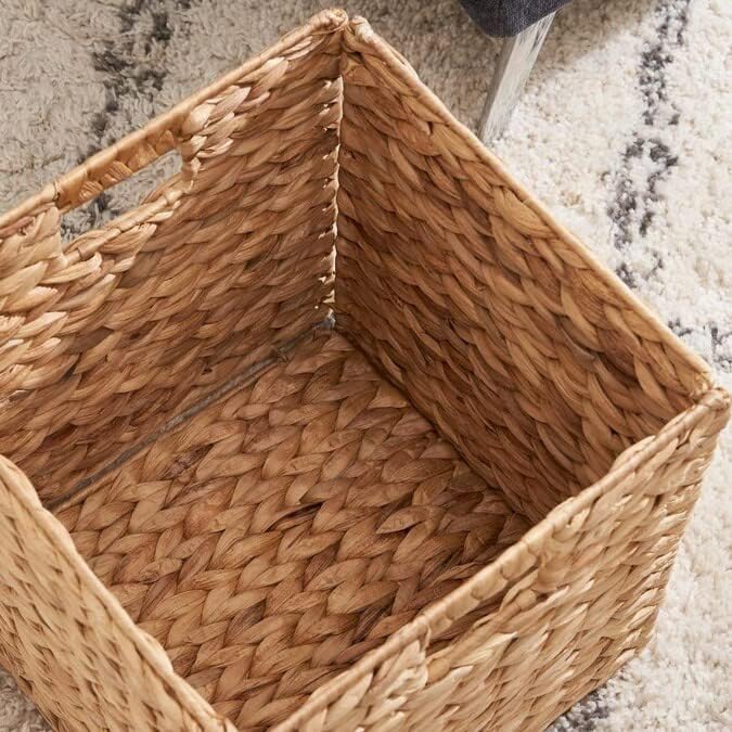 M4DECOR Water Hyacinth Storage Baskets - 12x12in Woven Baskets for Bedroom, Living Room & Nursery (Natural, 6 Pack)