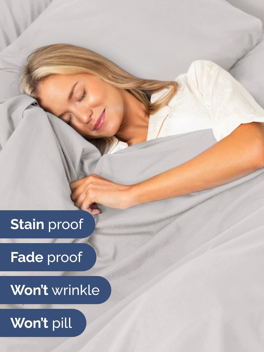 Skiennix Extra Deep Queen Sheet Set - 6 Piece Breathable Cooling Bedding - Soft Wrinkle-Free French Grey
