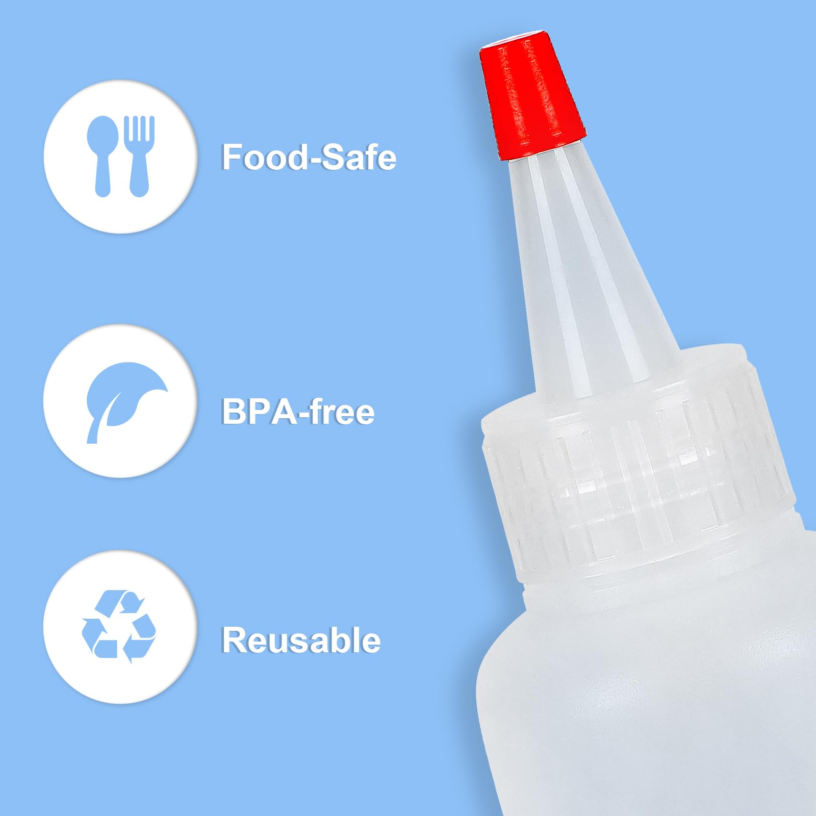 Ninsula 5Pcs Squeeze Bottles, 4 Oz Plastic Condiment Squeeze Bottles with Red Twist Top Cap, Empty Squeeze Bottles for Sauces, Ketchup, Mustard, Syrup, Oil, Dressings, Travel, Lab, and Crafts
