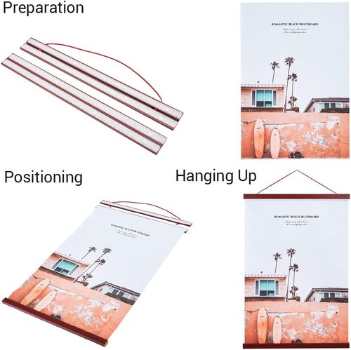 Benjia Magnetic Poster Hanger - 18" Mahogany Wood Frame for Canvas & Artwork Display