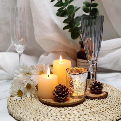 Gold Mercury Glass Tea Light Holders - Elegant Votive Candle Holders for Weddings & Home Decor | Set of 36