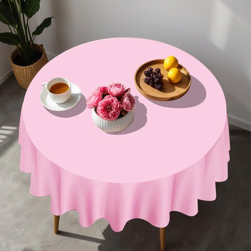 CIEOVO 12 Pcs Valentine's Day Plastic Tablecloths, Disposable Round Red Pink Table Cover 84 Inch Waterproof Table Covers for Valentine's Day Family Wedding Birthday Bridal Shower Party Decorations