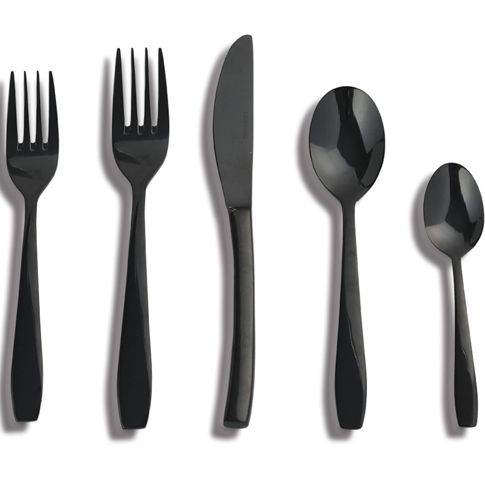 LIDEYING Black 60 Piece Silverware Set,Stainless Steel Flatware Set for 12,18/0 Rust-Proof Cutlery Set with Forks & Spoons,Mirror Polished Dishwasher Safe - Heavy Duty Tableware for Home & Dining