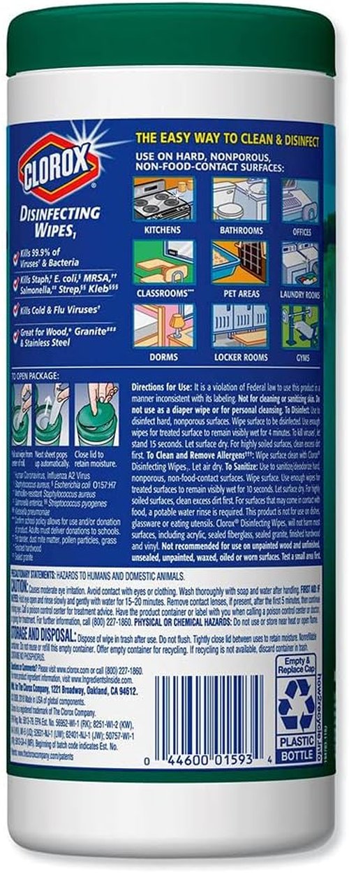 Clorox Disinfecting Wipes - Fresh Scent Canister for Effective Cleaning | 7" x 8" Size