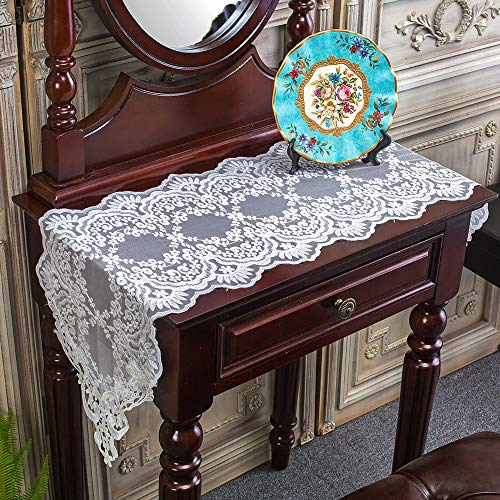Garden Lace Table Runner 12 x 48 Inch Macrame Embroidered Polyester