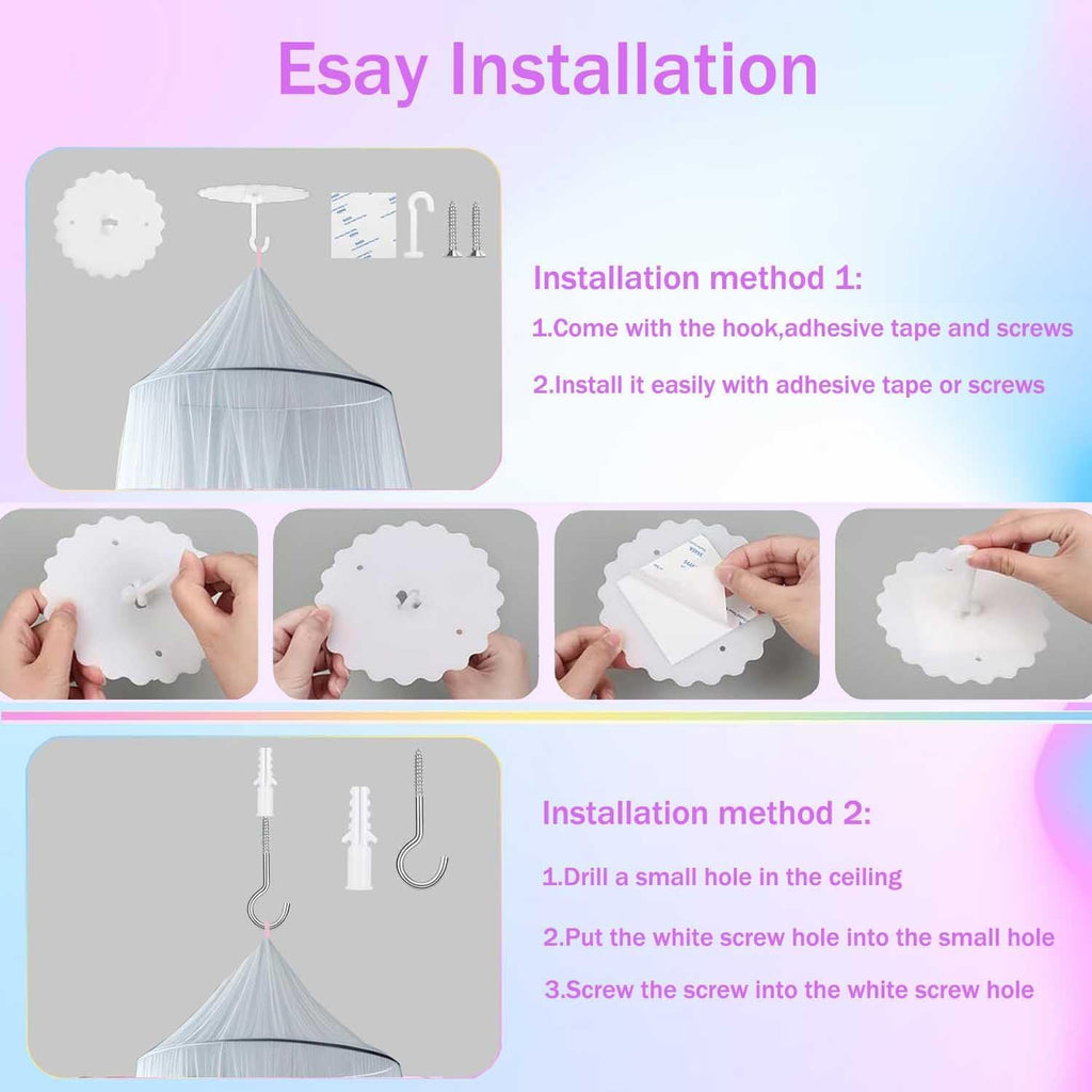 Wnqou White Bed Canopy Mosquito Net for Girls,Princess Canopy for Kids Bed Room Decor (White)