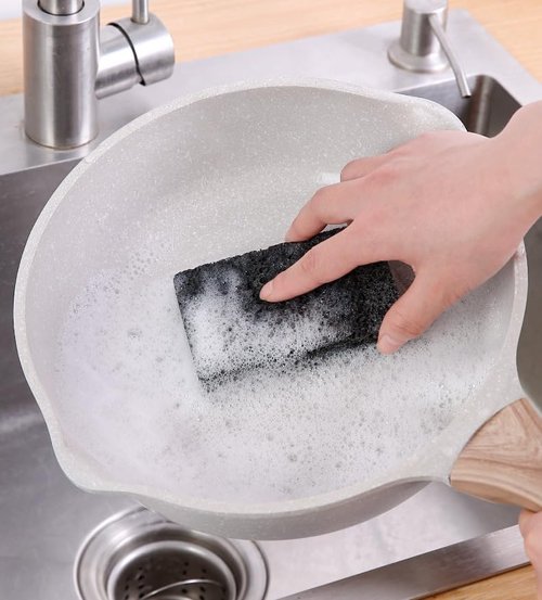 12 - Pack Non-Scratch Scrub Sponges - Sponges for Dishes and Washing Dishes, Cleaning Sponges for Kitchen Home Bathroom Cars, Funny Cut-Outs DIY for Kids (Black)