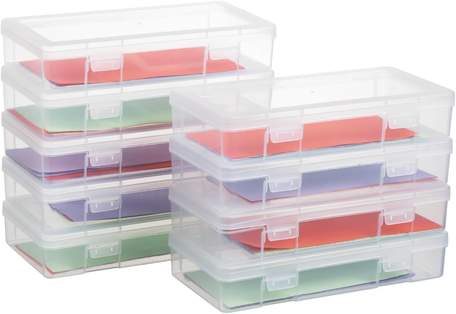 Novelinks Plastic Storage Bins - Stackable Mini Clear Organizers with Lids | 9 Pack for Pencils & Crafts