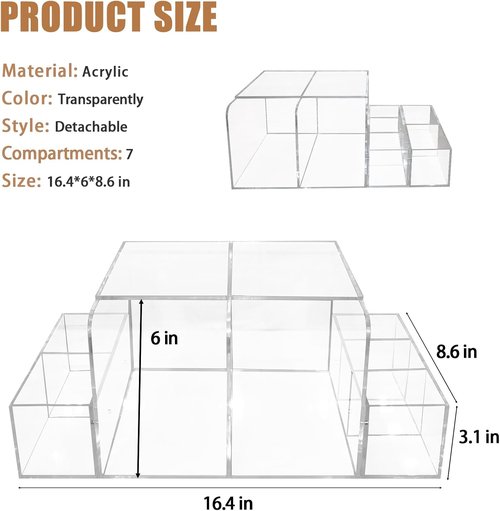 GILPWA Diaper Caddy - Clear Acrylic Organizer for Baby Changing Table | Detachable Design for Essentials