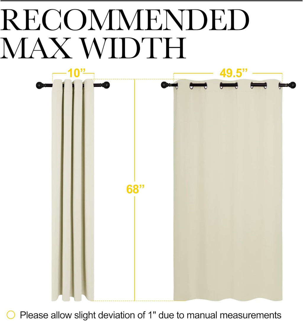 NICETOWN Room Darkening Curtain Panels - Thermal Insulated Grommet Drapes for Windows | Beige, 2 Panels, W55 x L68-Inch