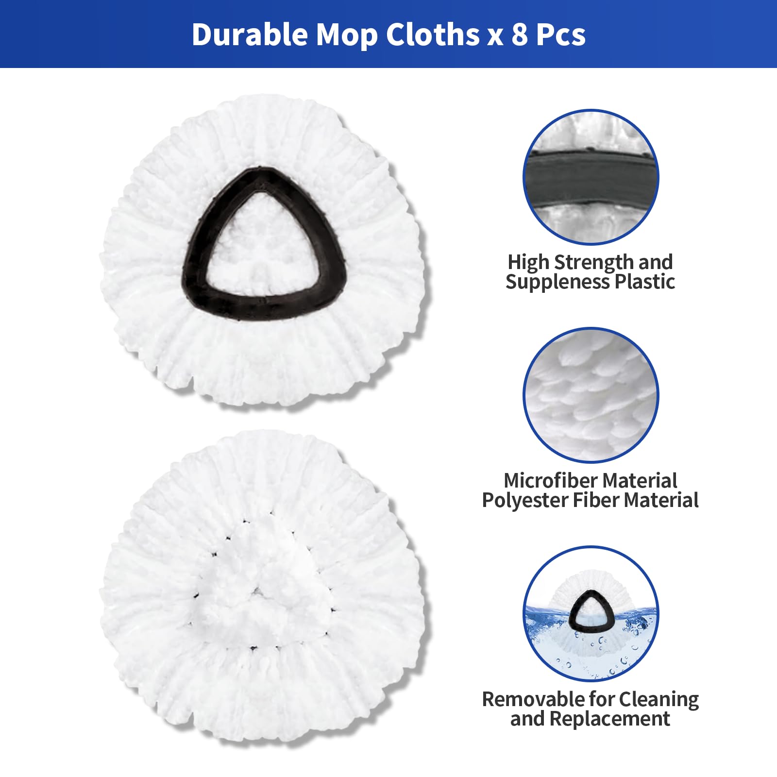 10-Pack Compatible with O-Cedar Mop Heads Replacements: 2 Mop Scrub Brush Head + 8 Microfiber Spin Mop Refills for EasyWring 1-Tank System - Enhanced Cleaning Performance