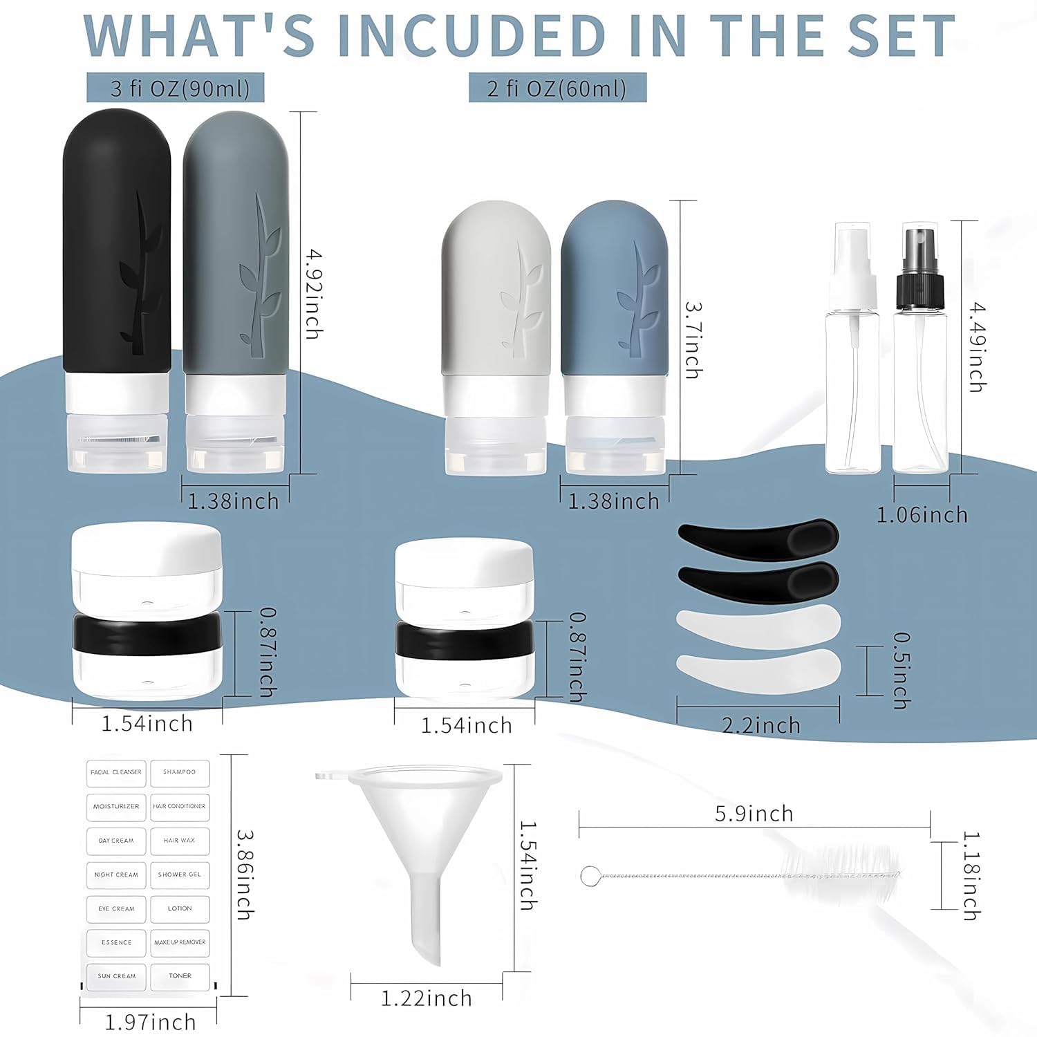 Skiennix 18-Pack Travel Bottles - TSA Approved Silicone Toiletry Containers | Leak-Proof & Refillable