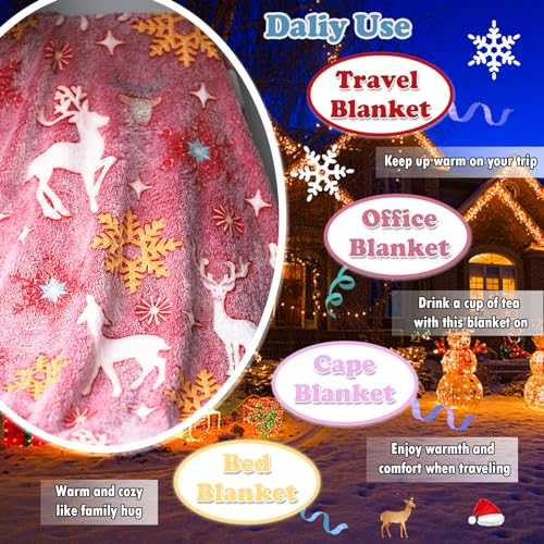 SYMI SMMR Glow in the Dark Christmas Throw Blanket - Red Plush Fleece