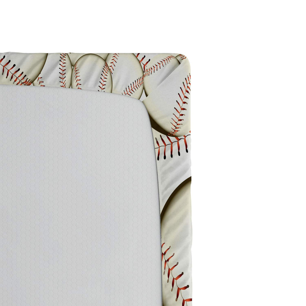 Ambesonne Baseball Fitted Sheet, Pattern of Baseball Balls Background Home Run Rules of The Game Success Score Print, Bed Cover with All-Round Elastic Deep Pocket for Comfort, Twin Size, Cream Red