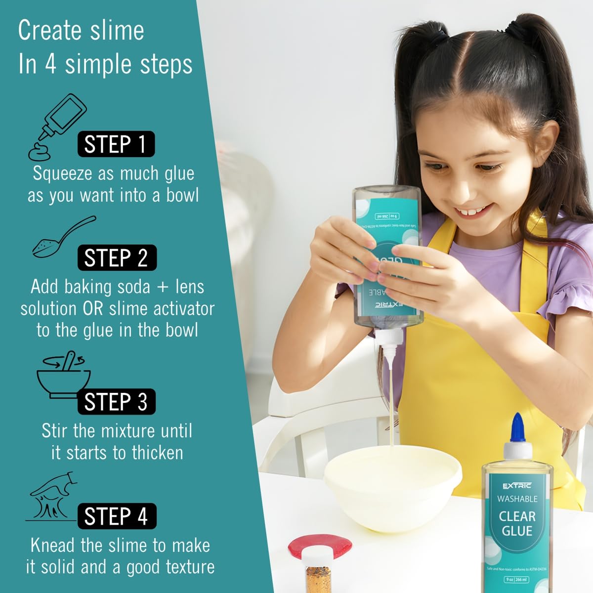 Clear Glue by Elmer's - Washable Liquid Glue 9 Ounces, Perfect for Slime, Crafts & School Projects