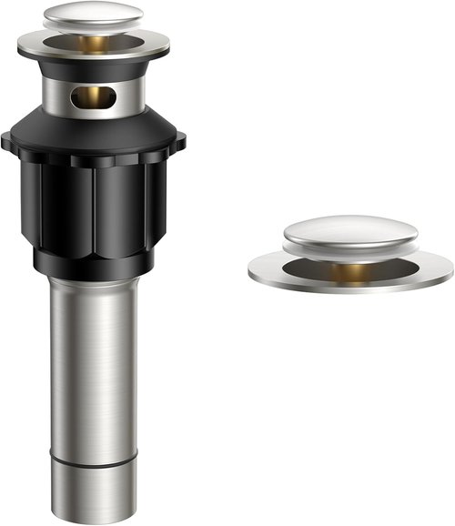 FORIOUS Bathroom Sink Drain - Pop Up Assembly with Detachable Basket Stopper | 304 Stainless Steel, Brushed Nickel