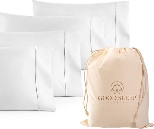 Egyptian Cotton Pillowcases Set of 4 | 1000 TC Silky Soft Hotel-Quality White Pillow Covers