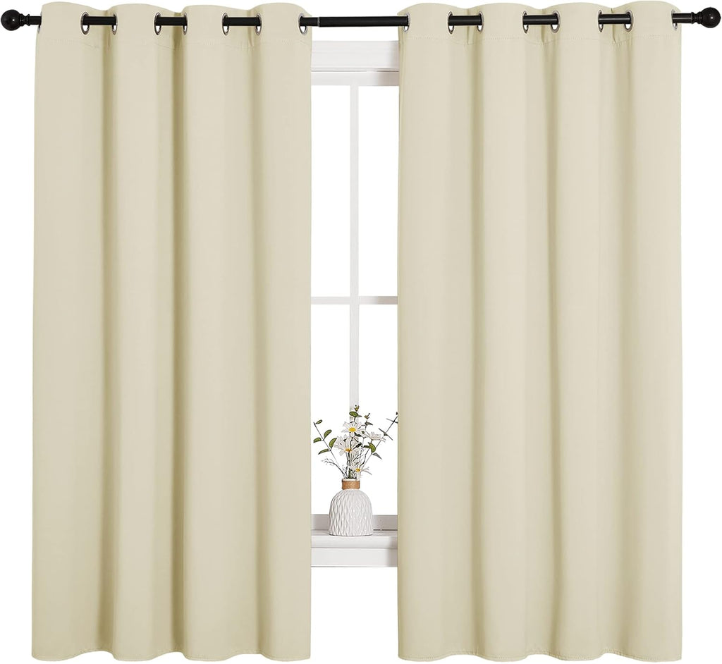 NICETOWN Room Darkening Curtain Panels - Thermal Insulated Grommet Drapes for Windows | Beige, 2 Panels, W55 x L68-Inch