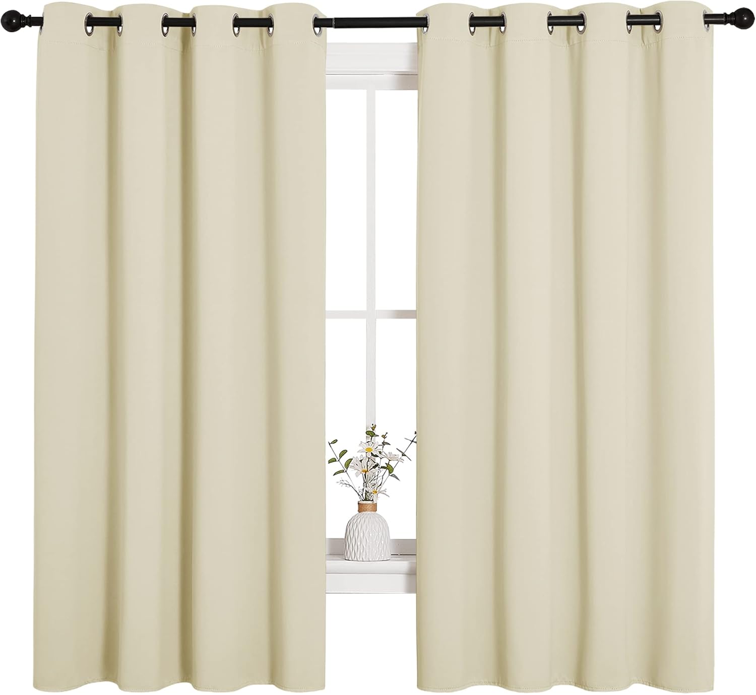 NICETOWN Room Darkening Curtain Panels - Thermal Insulated Grommet Drapes for Windows | Beige, 2 Panels, W55 x L68-Inch