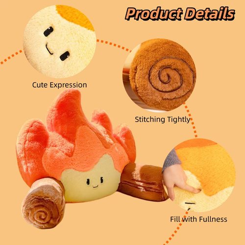 Gujuja Reading Pillow for Sitting in Bed Funny Campfire Back Pillows Cartoon Bonfire Backrest on Chair, Couch, Bed, Sofa and Car