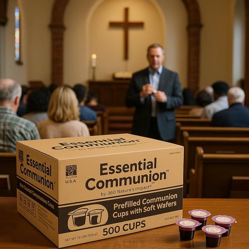 Prefilled Communion Cups and Wafer Set for Holy Eucharist Celebration in Hospitals, Summer Camps & More, Box of 500, Made with Concord Grape Juice & Wafer