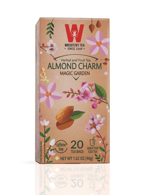 Wissotzky Almond Charm Tea Bags (4 Pack - 20 bags each) Caffeine Free, Infused With Premium Fruit & Herbal Tea Leaves “AKA Chemdat Hashaked”