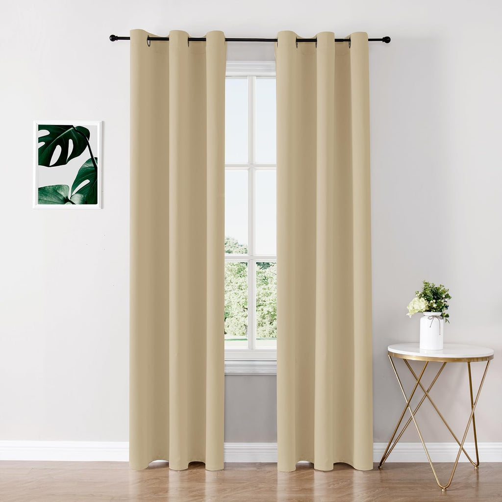 ChrisDowa Blackout Curtains - Thermal Insulated Room Darkening Panels, 78 Inches Long, Biscotti Beige, 2-Panel Set