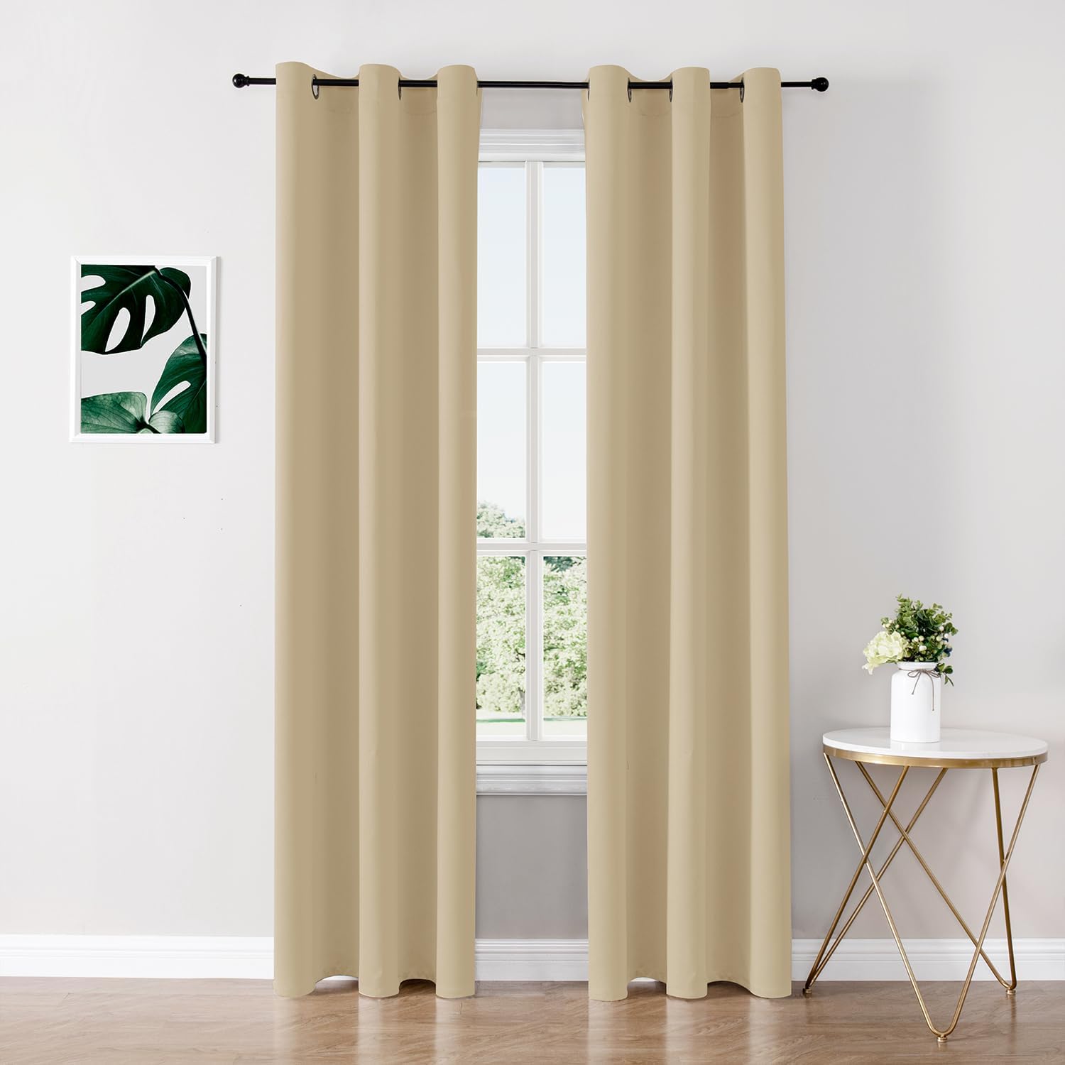 ChrisDowa Blackout Curtains - Thermal Insulated Room Darkening Panels, 78 Inches Long, Biscotti Beige, 2-Panel Set